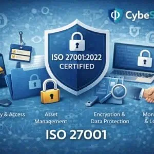 Homepage 11 Cybersecurity certification with ISO 27001 logo and security icons.